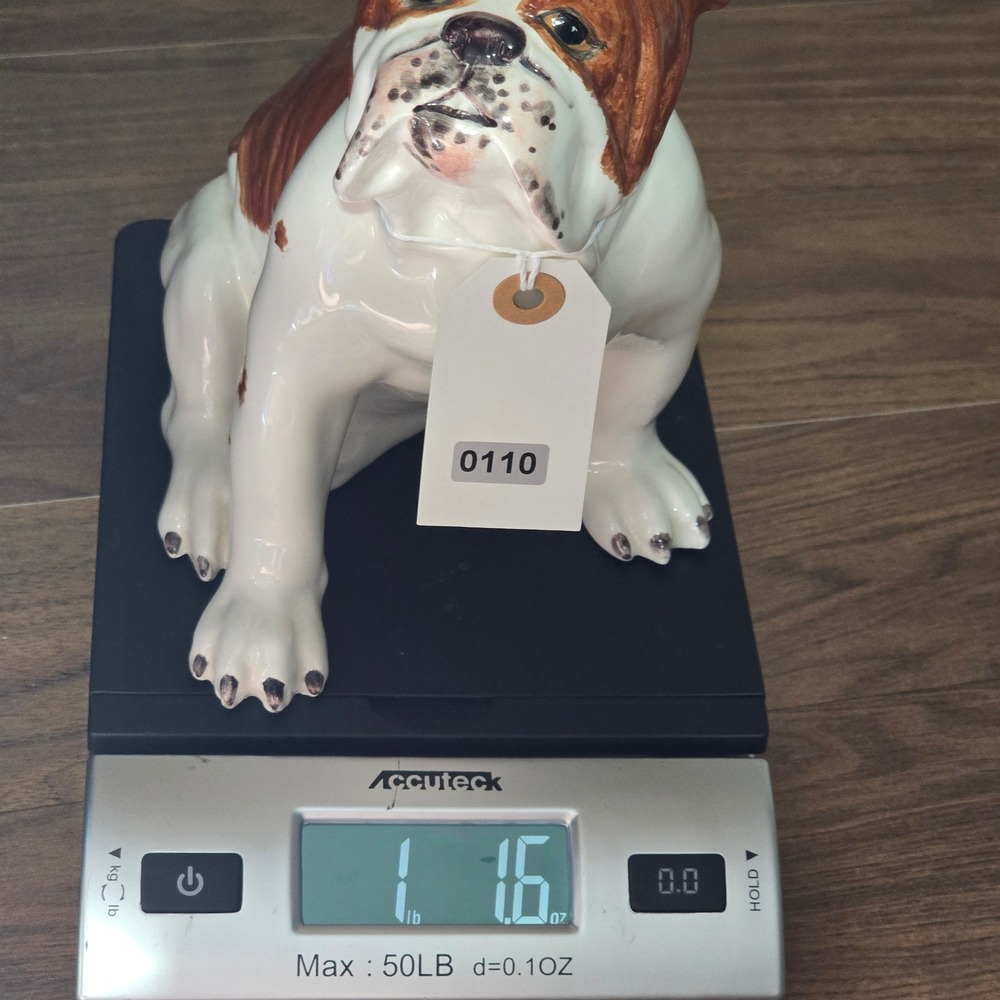 Antique Shafford Bulldog Brown White‎ Ceramic Sitting Dog Japan Collectible - Picture 11 of 11